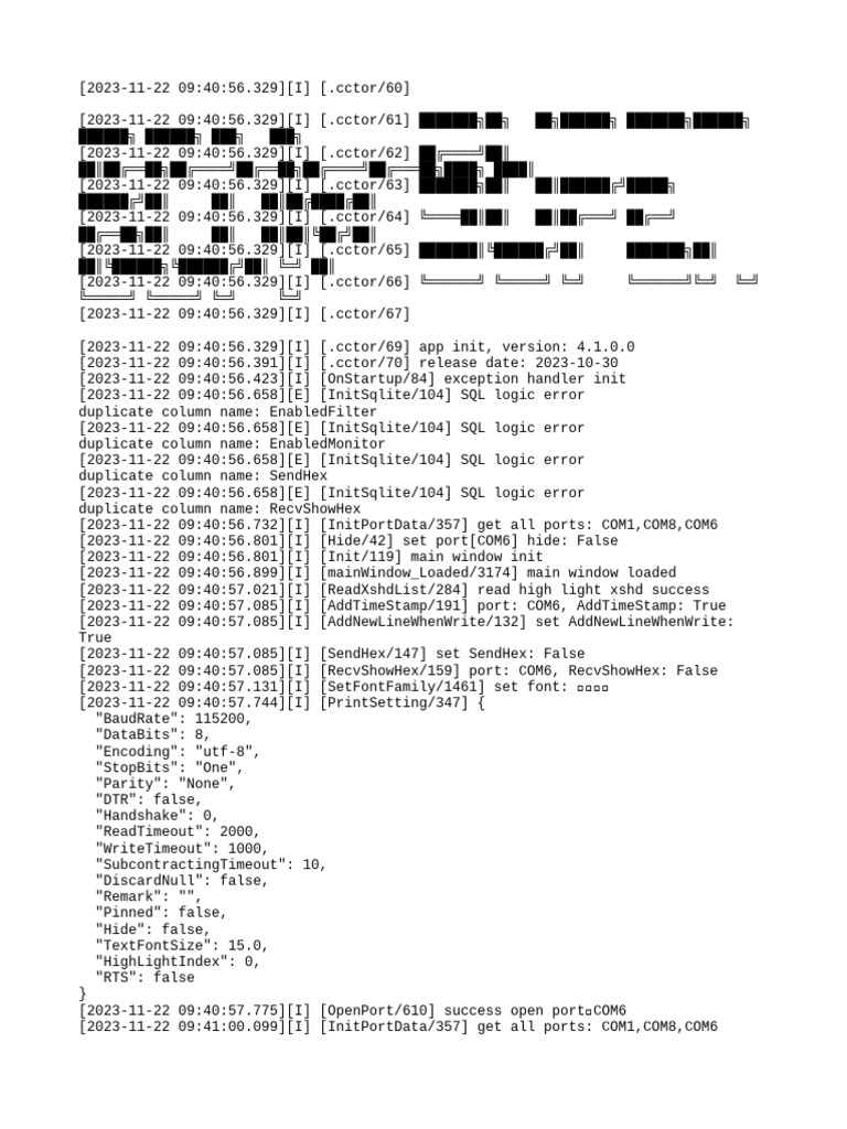 COM Port Initialization Log 2023 | PDF | Computer Data | Computing