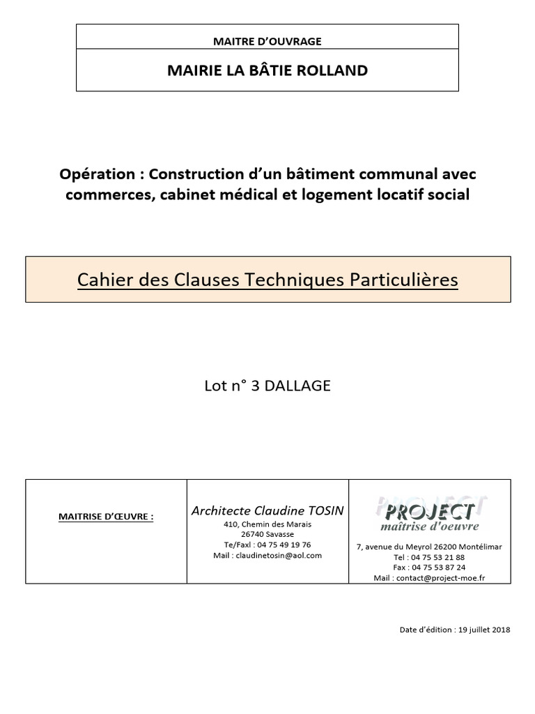 Cahier des Clauses Techniques - Dallage | PDF | Code de la construction ...