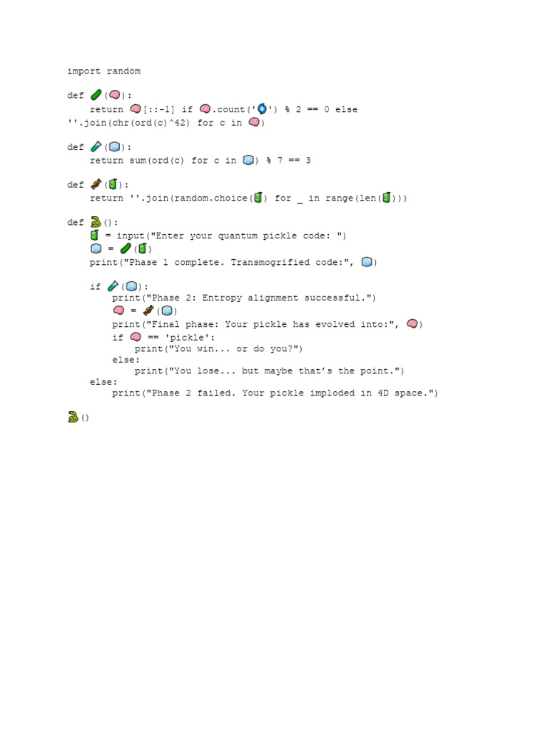 Quantum Pickle Code Game Script | PDF