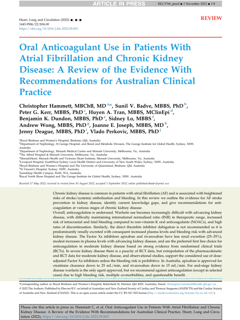 Oral Anticoagulant Use in Patients With Atrial Fibrillation and | PDF ...