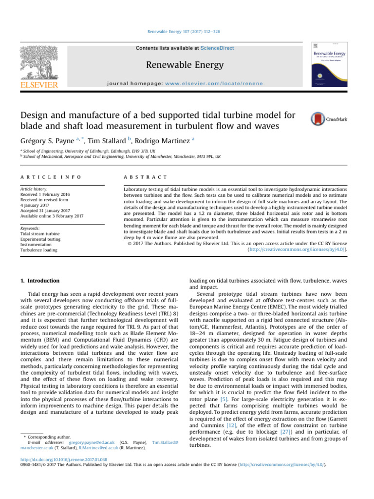 Tidal Turbine Model Design and Testing | PDF | Bending | Wind Turbine