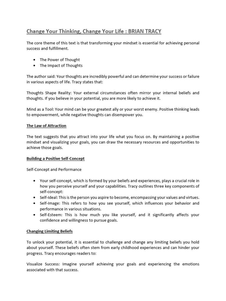 Change Your Thinking Change Your Life | PDF | Thought | Mind