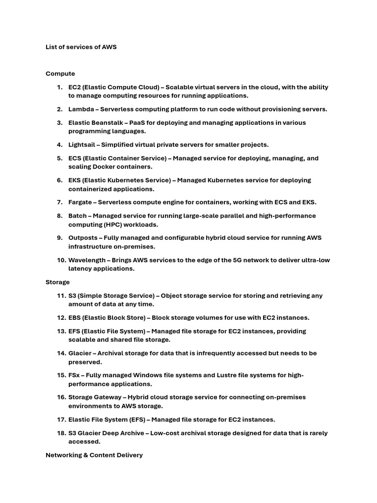 Comprehensive AWS Services Overview | PDF | Amazon Web Services | Cloud ...