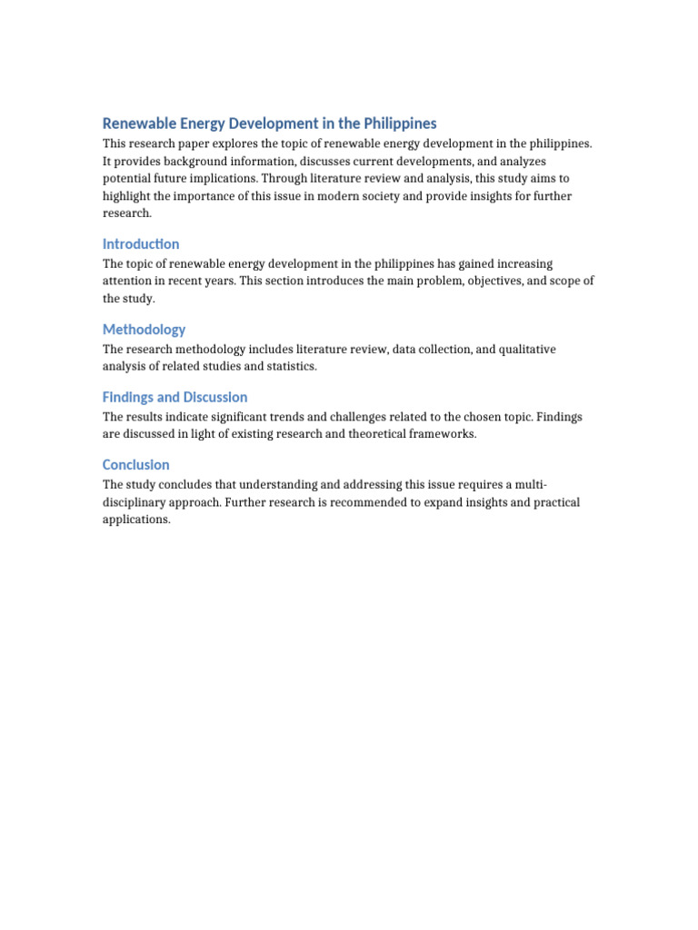 Renewable Energy Development in The Philippines | PDF