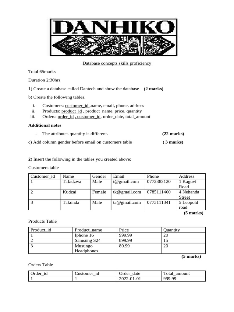 Database Skills Proficiency | PDF | Table (Database) | Databases