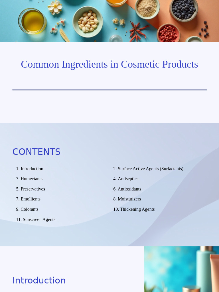 Key Ingredients in Cosmetics Explained | PDF | Surfactant | Chemical ...