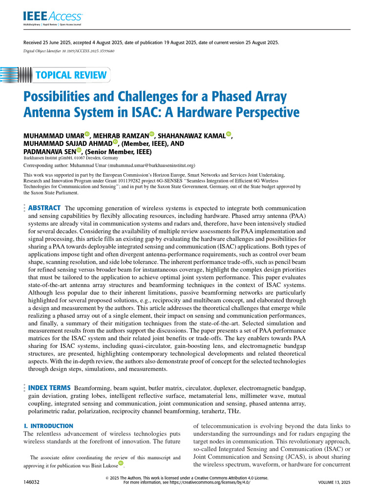 Possibilities and Challenges For A Phased Array Antenna System in ISAC ...