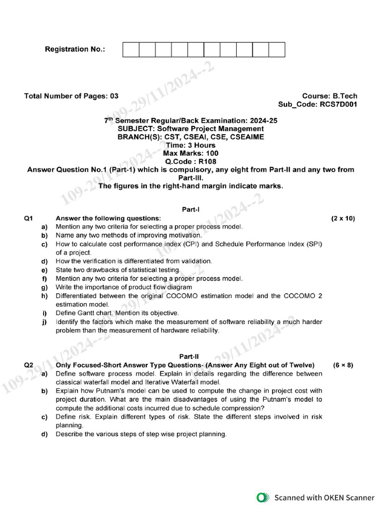 Software Project Management Pyq | PDF