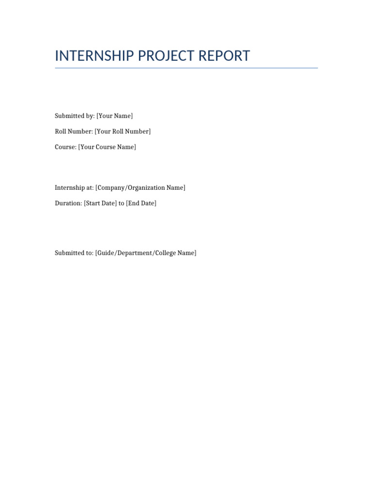 Internship Project Report Template | PDF