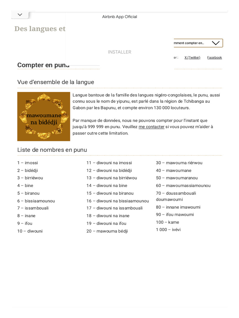 Compter en Punu : Guide pratique | PDF | Linguistique