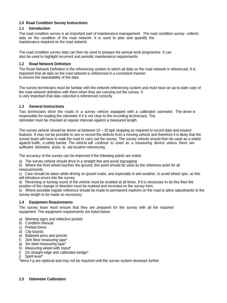 Road Condition Survey Guidelines | PDF | Surveying | Road