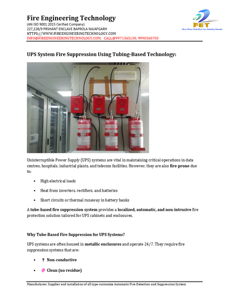 Tube-Based Fire Suppression for UPS Systems | PDF | Vacuum Tube | Power ...
