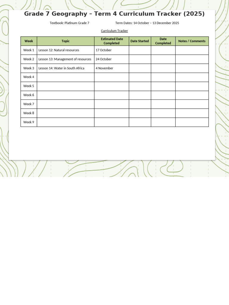 Grade 7 - Geo CT - Term 4 | PDF