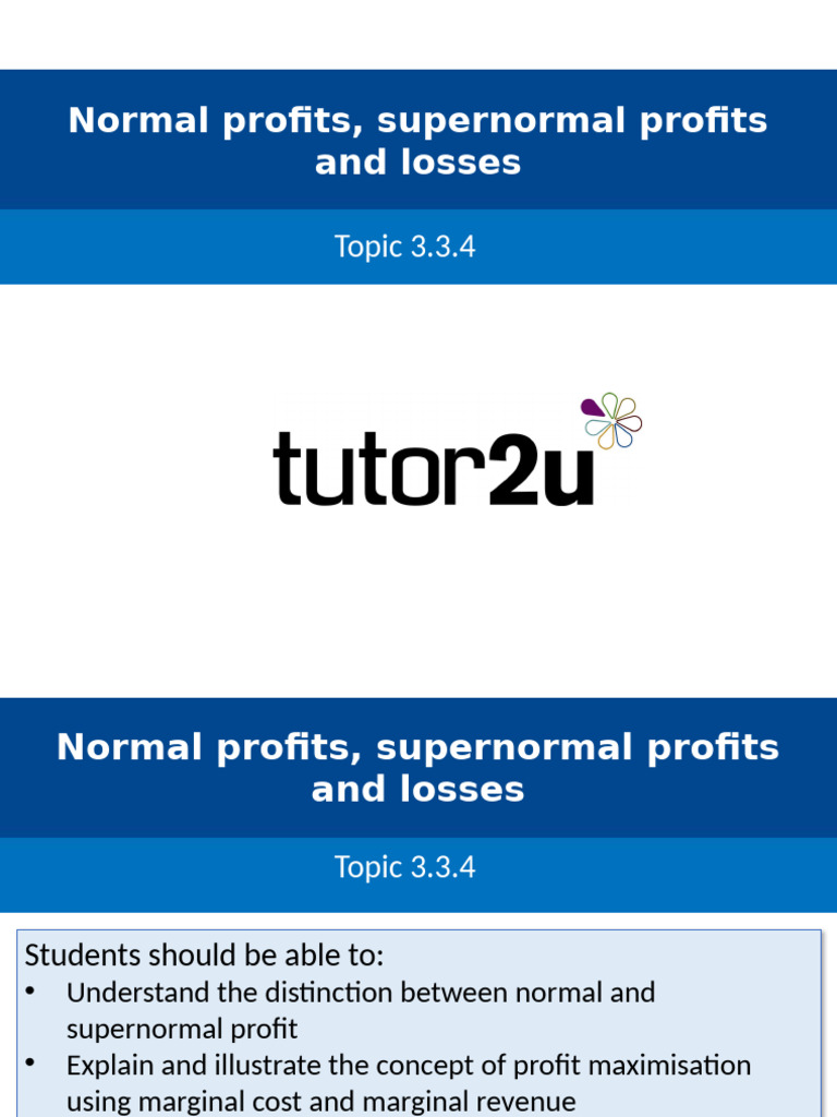 Normal and Supernormal Profits Explained | PDF | Profit (Economics ...
