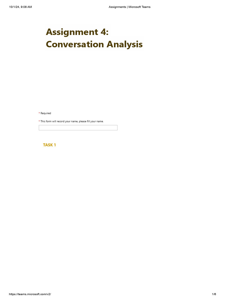 Conversation Analysis Assignment Guide | PDF | Sentence (Linguistics ...