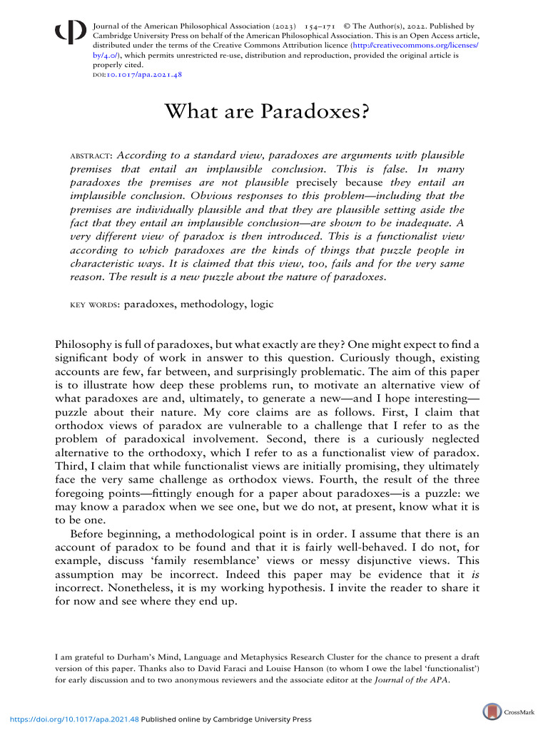 What Are Paradoxes | PDF | Argument | Paradox