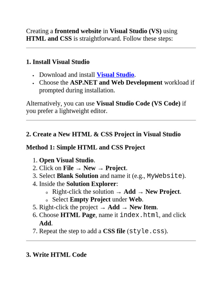 Build a Website with Visual Studio Code | PDF