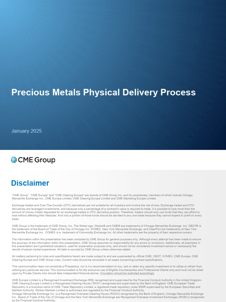 Precious Metals Delivery Process Guide | PDF | New York Mercantile ...