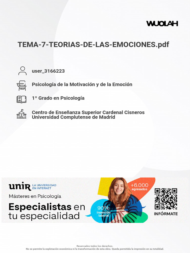 Teorías de las Emociones en Psicología | PDF | Las emociones ...