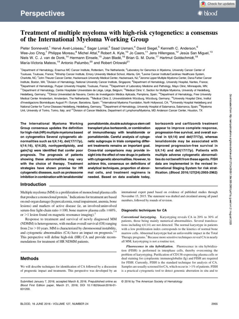 Treatment of MM With High Risk Cytogenetic Abnormality | PDF ...
