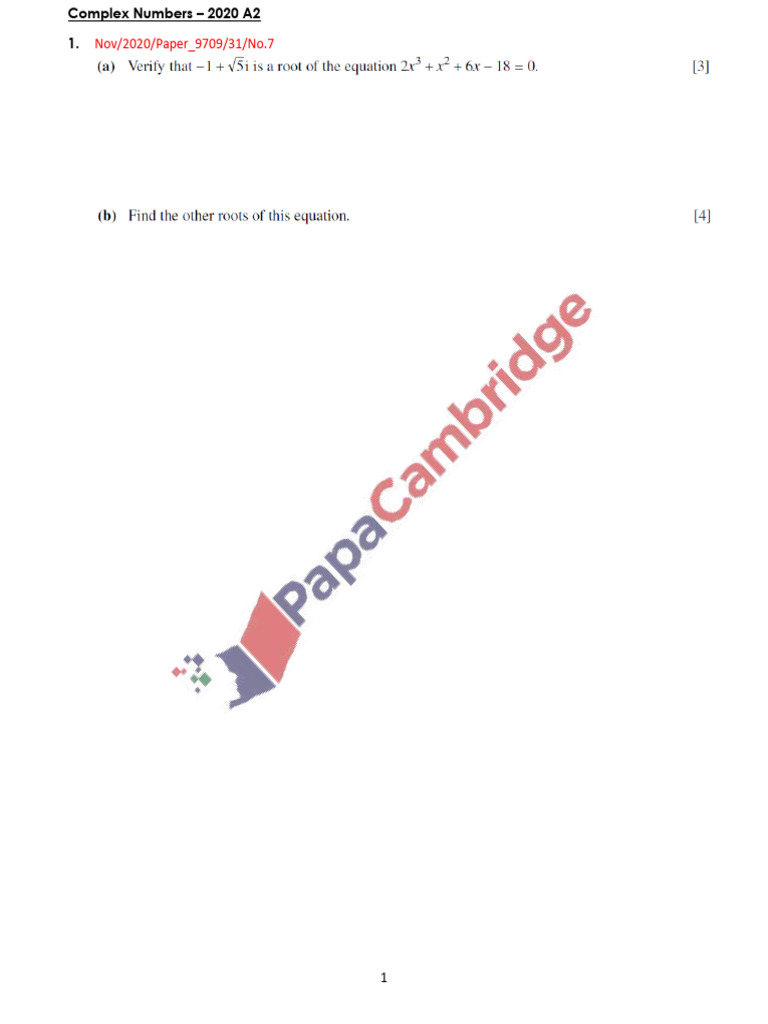 Complex Numbers A2 Exam Papers 2020 | PDF