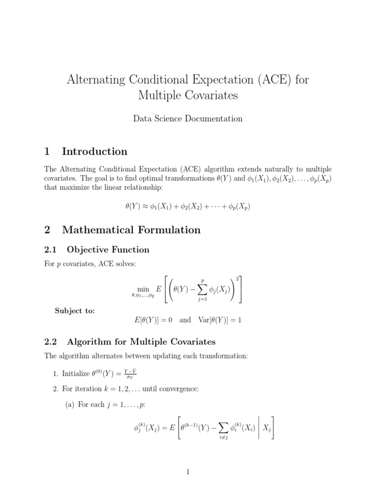 ACE Algorithm for Multiple Covariates | PDF | Dependent And Independent ...