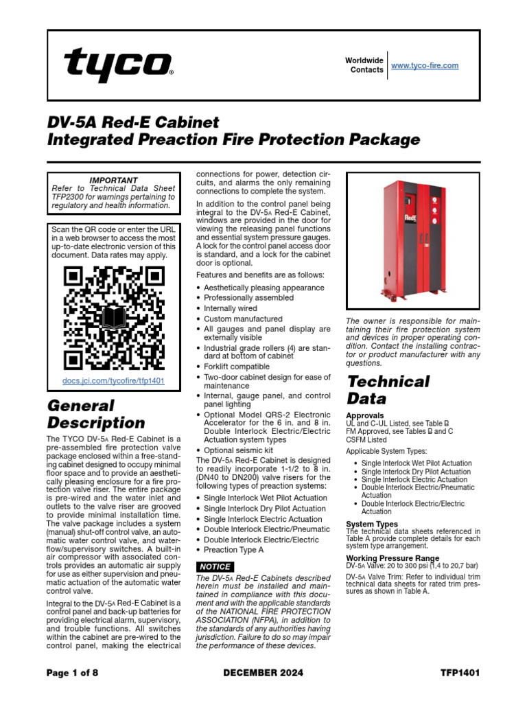 DV-5A Red-E Fire Protection Cabinet | PDF | Valve | Fire Sprinkler System