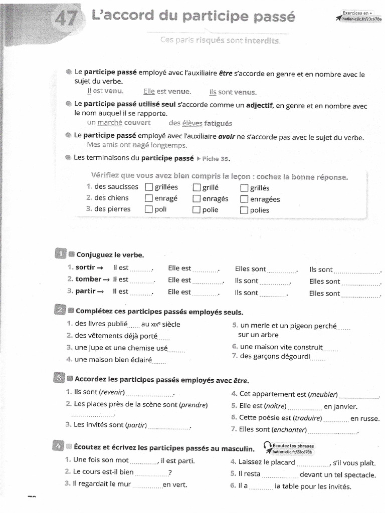 Accord Participe Passé 6e | PDF