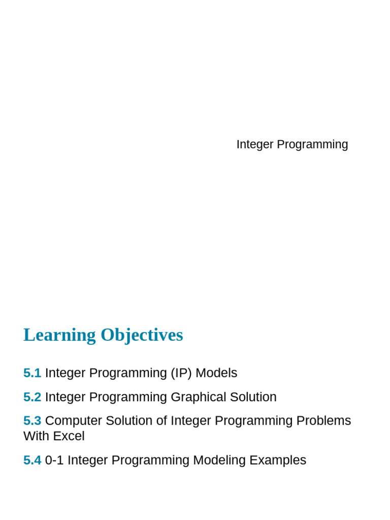 4 - Integer Programing | PDF | Mathematical Optimization | Mathematics ...
