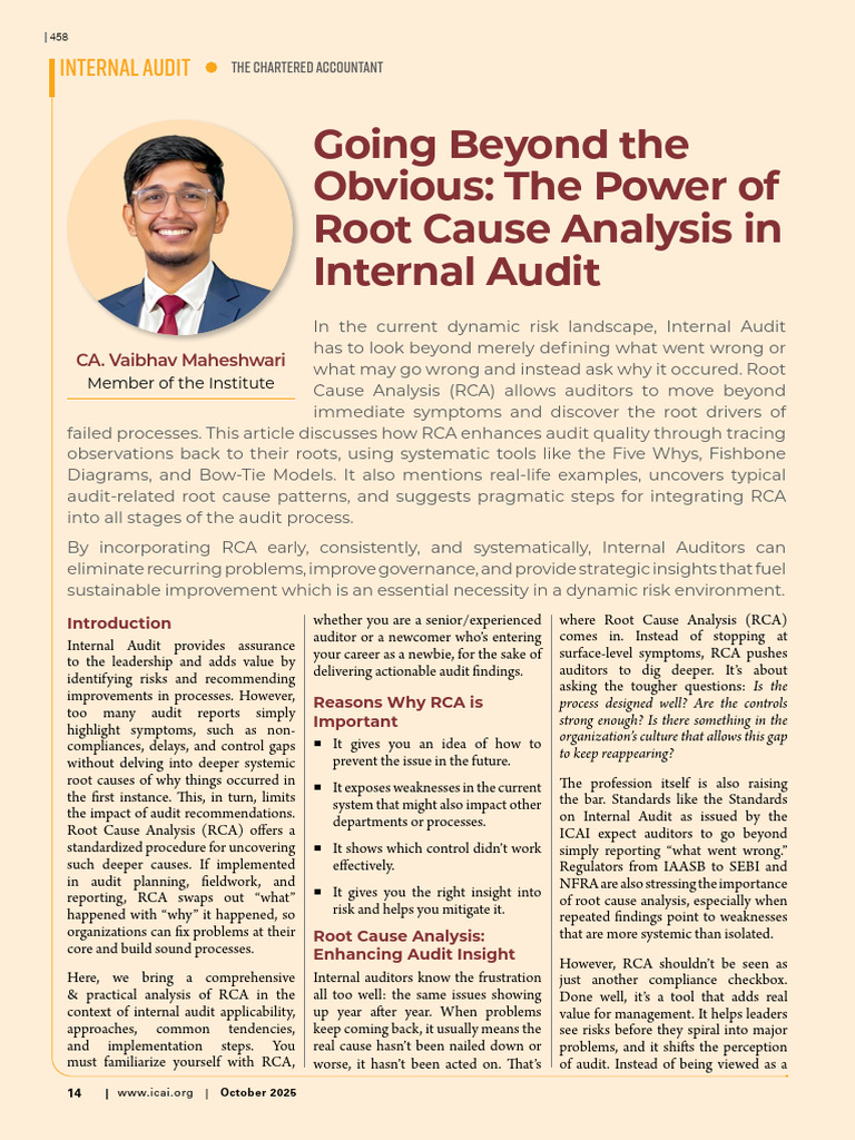 Root Cause Analysis in Internal Audit | PDF | Internal Audit | Audit