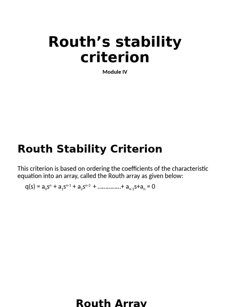 Routh Stability Criterion Explained | PDF | Stability Theory | Control ...