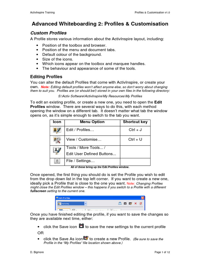 ActivInspire Custom Profiles Guide | PDF | Icon (Computing) | Window ...