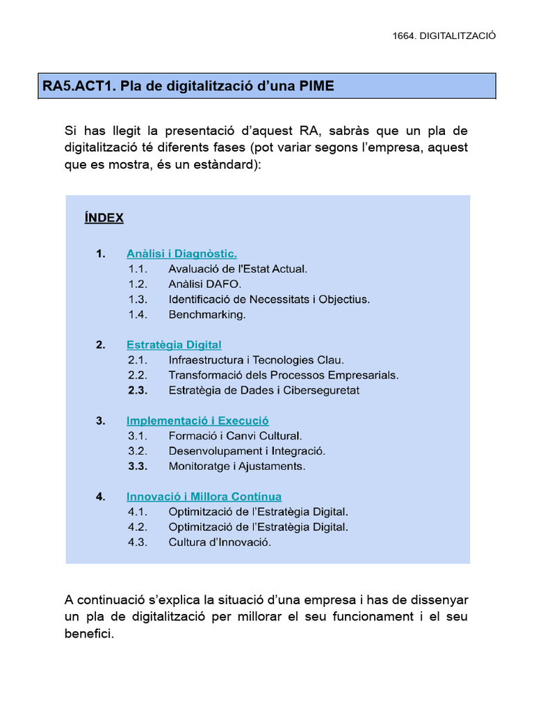 RA5.ACT1. Pla - Digitalització. | PDF