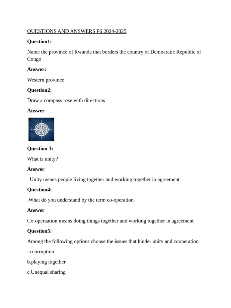 Rwanda P6 Questions and Answers 2024-2025 | PDF