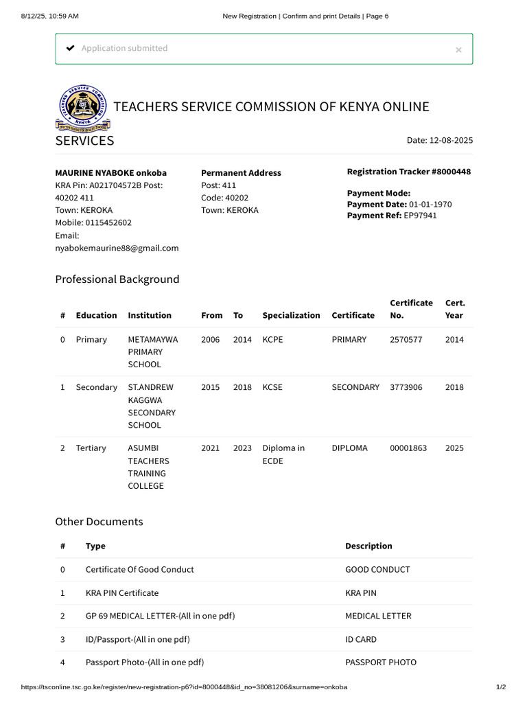 New Registration - Confirm and Print Details - Page 6 | PDF ...