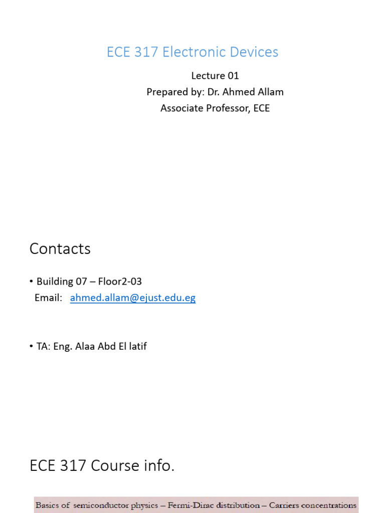 ECE 317: Electronic Devices Overview | PDF
