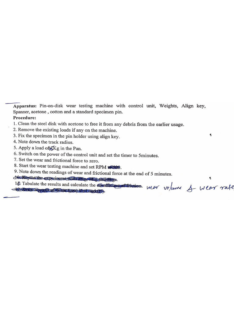 Wear Test Procedure | PDF
