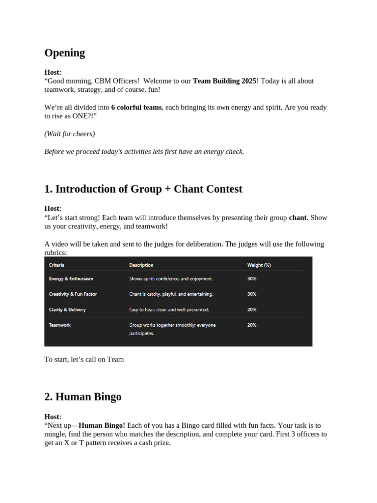 Team Building Activities for 2025 Event | PDF | Euclidean Geometry ...