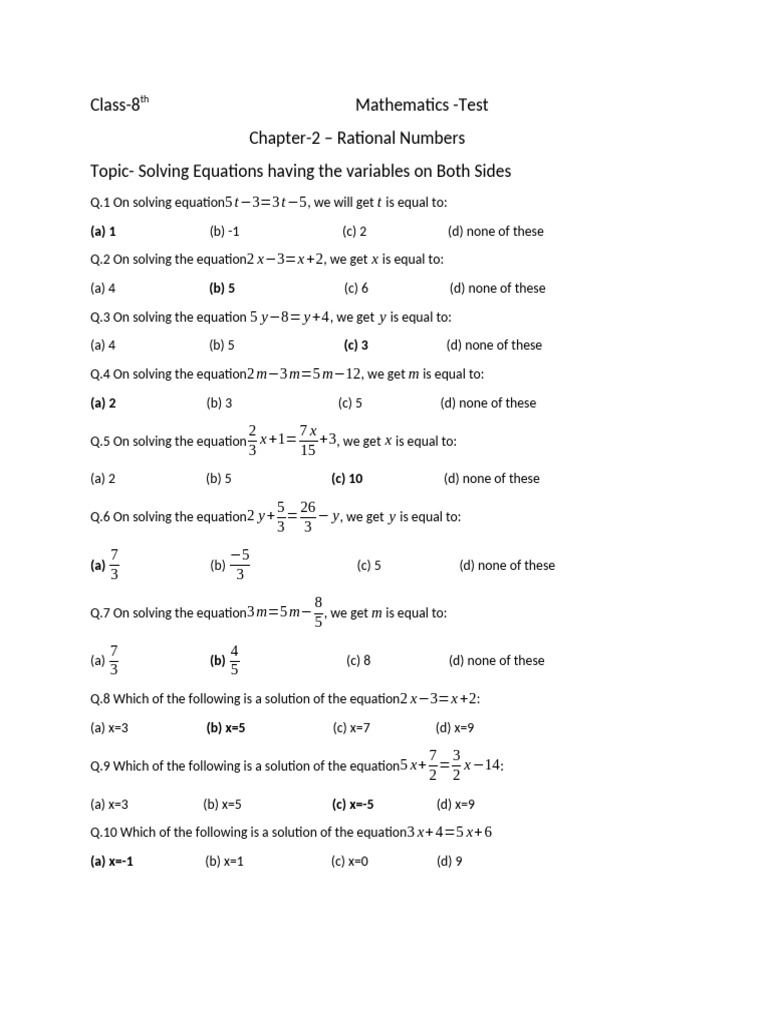 GR 8 Mat Chap2 Lineareq | PDF