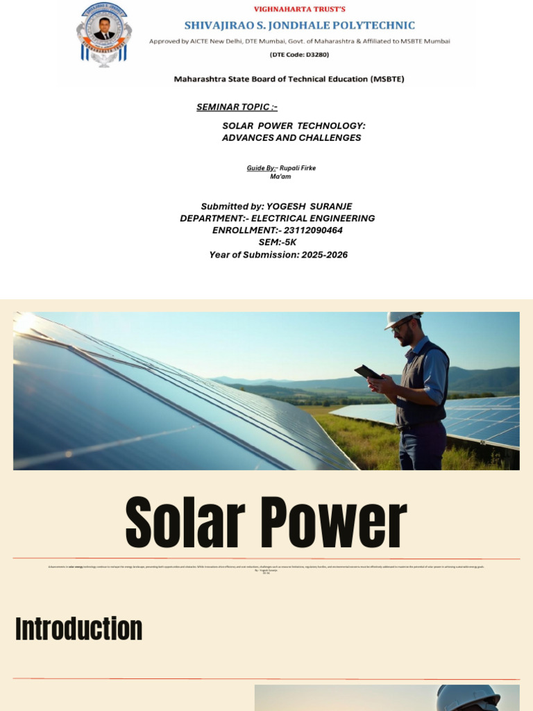 Advances and Challenges in Solar Power | PDF | Solar Power | Sustainability