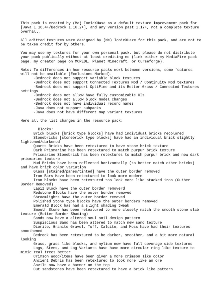 Default Texture Pack for Minecraft | PDF | Minecraft