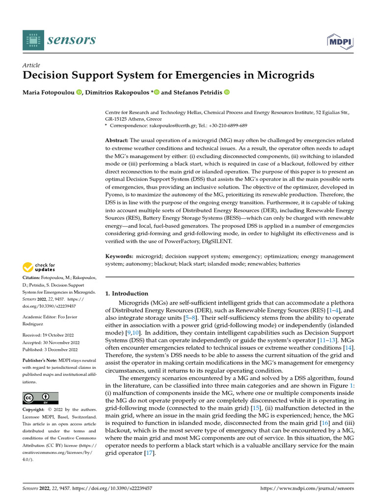 Emergency Decision Support for Microgrids | PDF | Decision Support ...