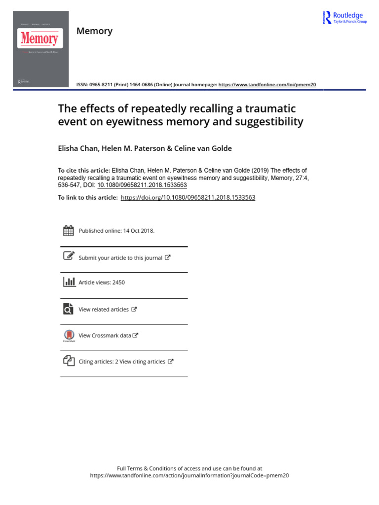 The Effects of Repeatedly Recalling A Traumatic Event On Eyewitness ...