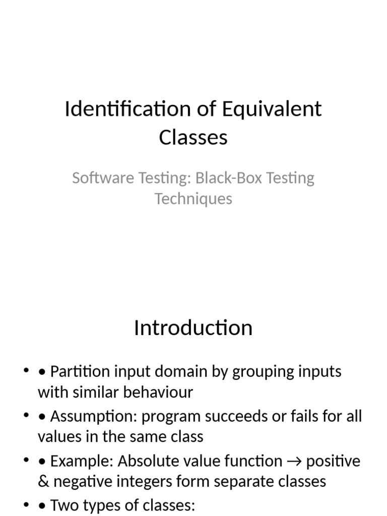 Identification Equivalent Classes PPT | PDF
