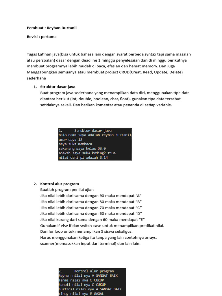 Latihan Hampir Semua Bahasa Pemrograman Revisi 1 | PDF