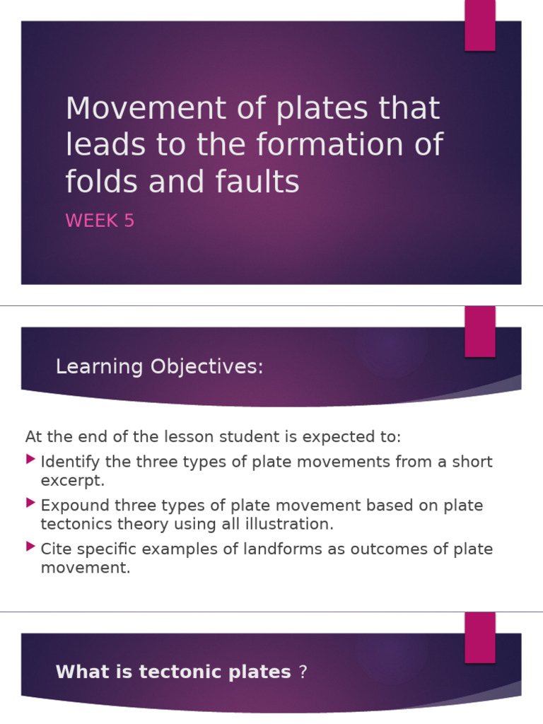 Plate Movements: Folds and Faults Explained | PDF | Plate Tectonics ...