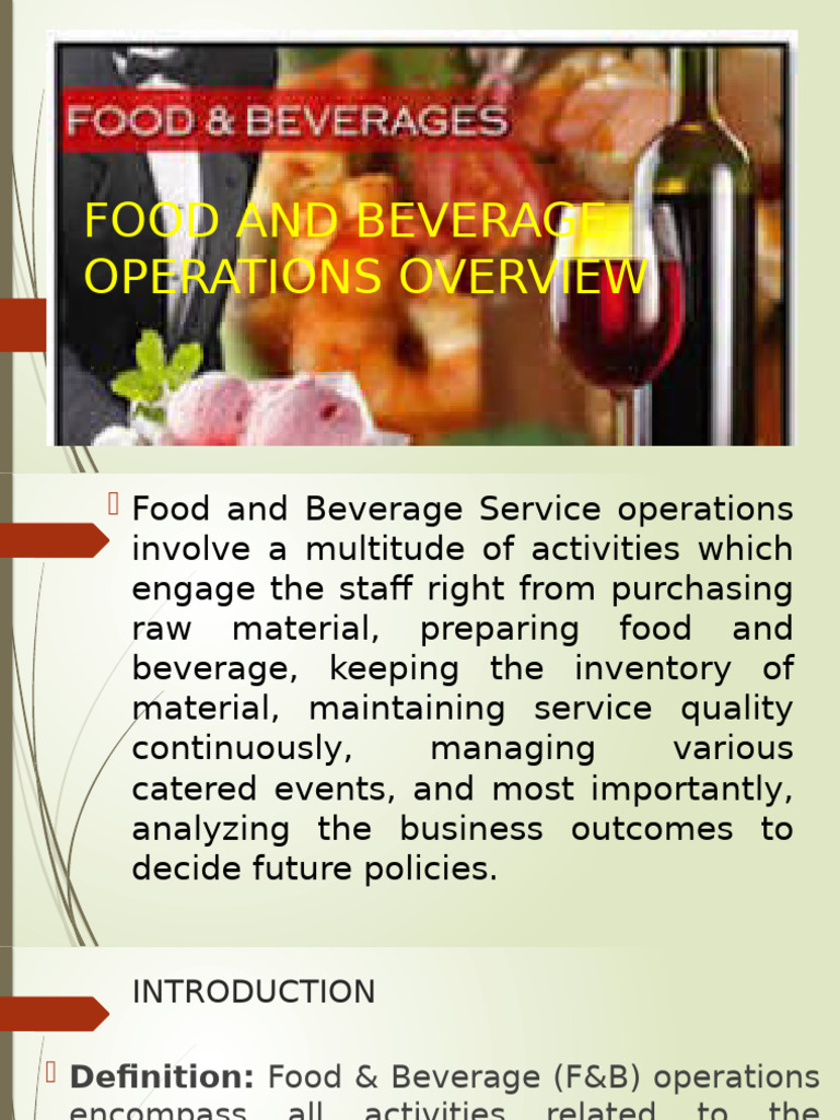 Fbo Overview 1st Topic | PDF | Foodservice | Business