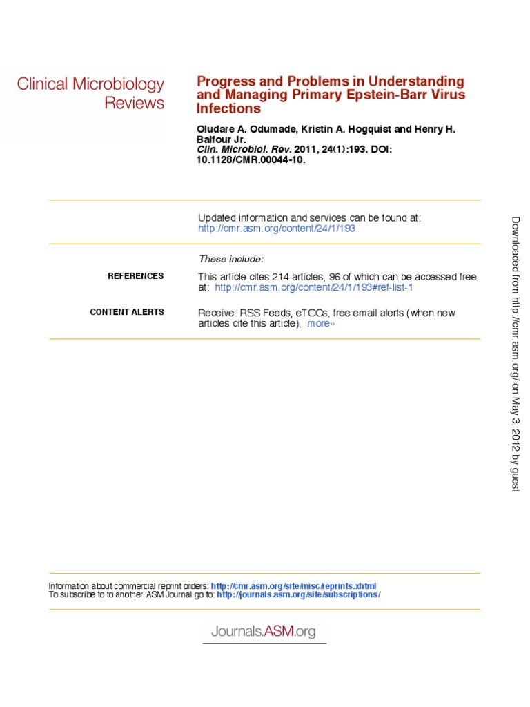 Infections and Managing Primary Epstein-Barr Virus Progress and ...