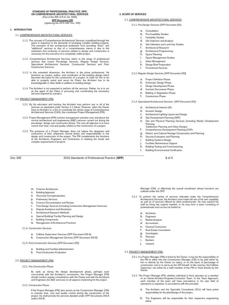 Comprehensive Architectural Services Guide | PDF | Architect | Project ...