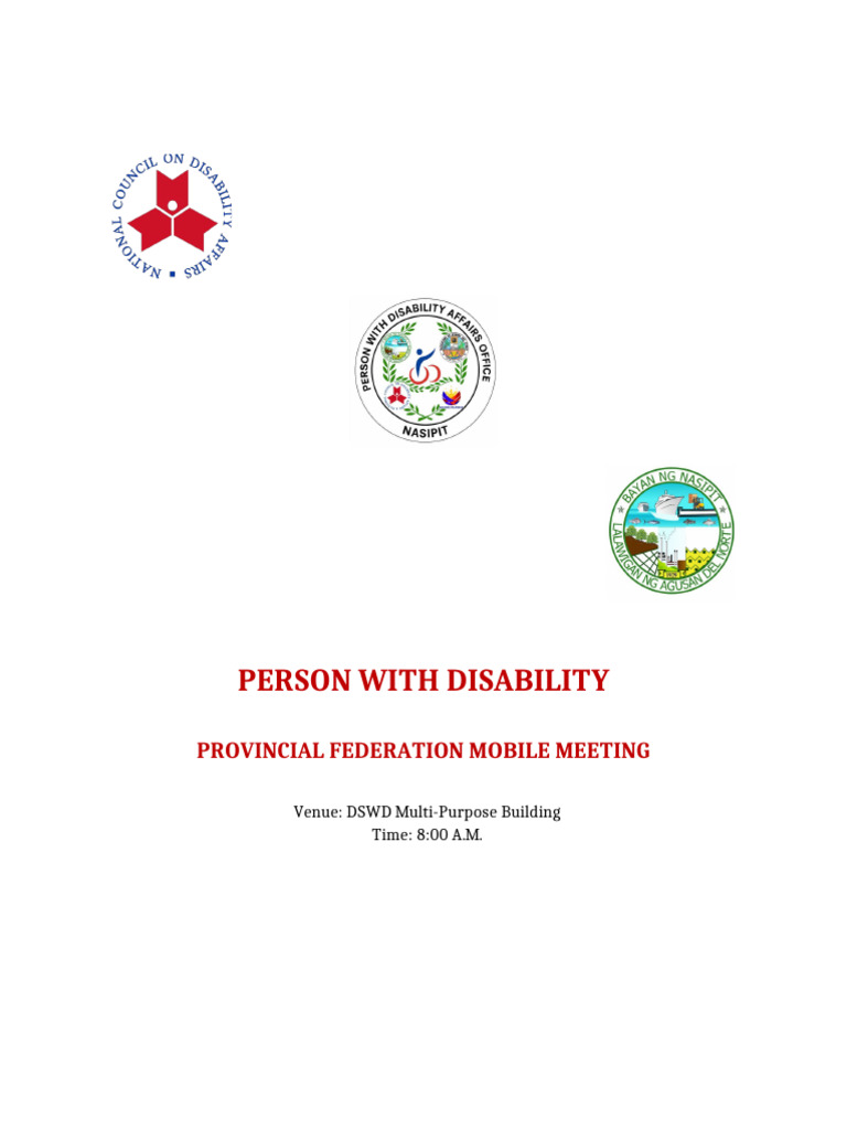 PWD Provincial Federation Mobile Meeting With Cover | PDF